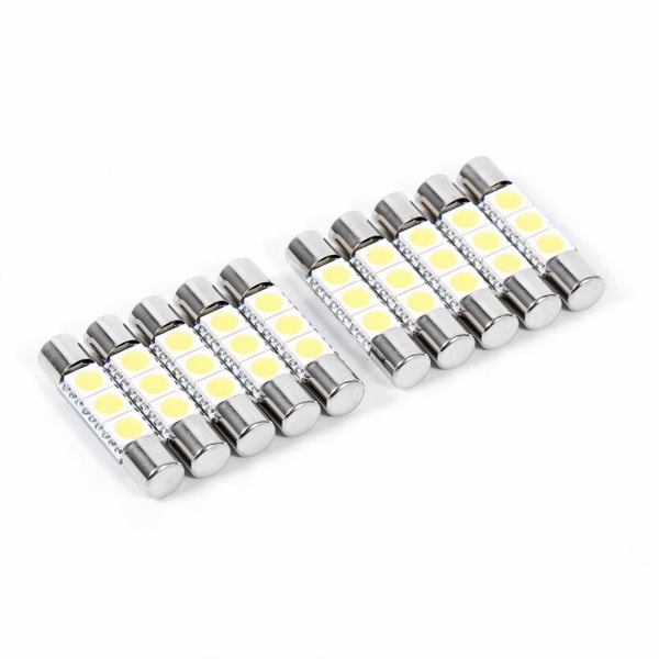 10 stk 3-SMD 29-30 mm 6641 sikring LED-pære sminkespeil lys Solskjermlampe Hvit