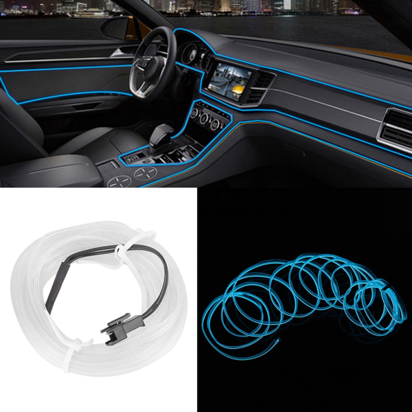 Bil Dekorativ Ljusremsa Interiörbelysning Auto LED EL Kalllampa Modifiering DelarIsblå