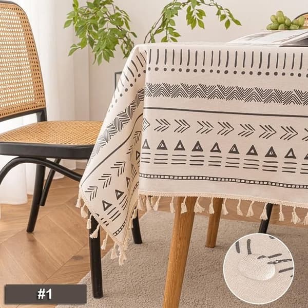 Bohemisk stil vandafvisende dug, vaskbar, rektangulær, bomuld, til haven, farve: 1#, dimensioner: 140 x 140 cm ODIPIE
