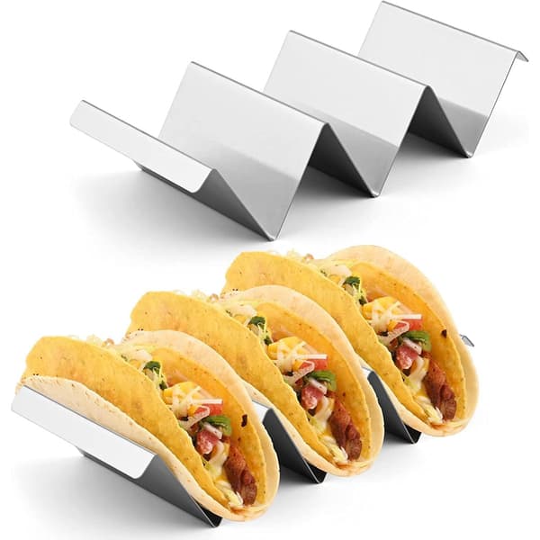 Taco-hållare, 2-pack korvställ, rostfritt stål lönn, diskmaskinssäker för tacos