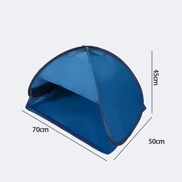 Kompakt termisk isoleret telt med nem adgang, velegnet til indendørs og udendørs brug, ideel til strand, sovesal eller solbeskyttelse, måler 70 * 50 * 45 cm