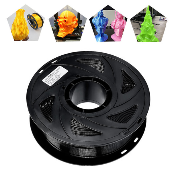 Høj sejhed PETG 3D-printerfilament - 1,75 mm diameter, gør det selv-1 stykke black