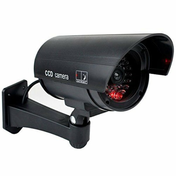 Dummy-kamera CCTV-sikkerhetsovervåkingskamerasimulering Rødt IR LED-simuleringskamera for utendørs innendørs