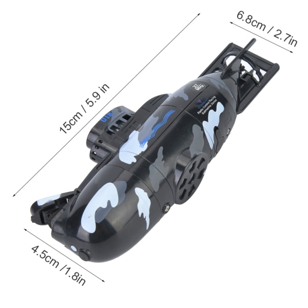 Minisimulering militærfjernkontroll 6-kanals ubåtleketøy modell svart Black