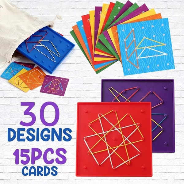 6-pack dubbelsidig Geoboard matematikmanipulativ material Array Block Geo Board, pedagogisk leksak för barn