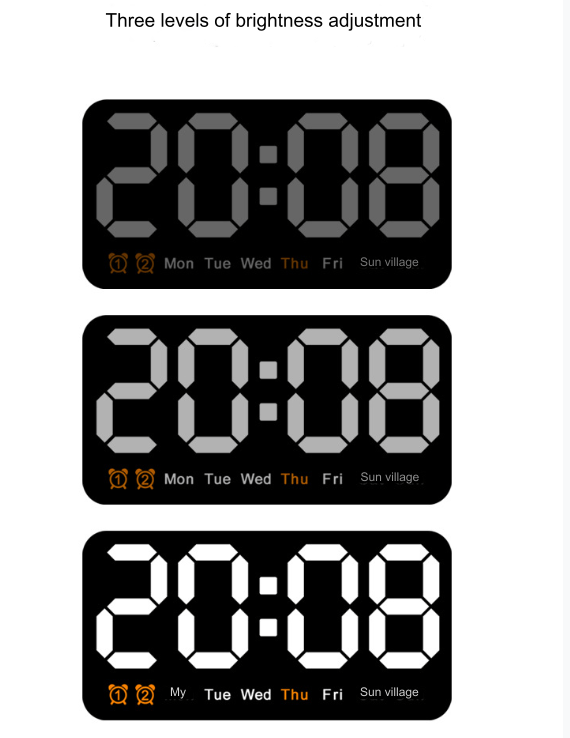 Digital väggklocka, LED digital klocka, 12/24 timmar, stora siffror, tyst, röd LED red