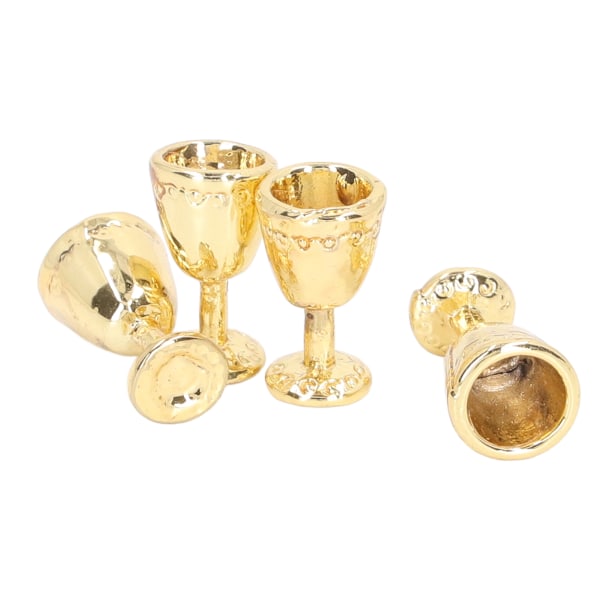 4 stk mini champagne kopper simulering mini champagne glas kopper til 1:12 dukkehus Golden
