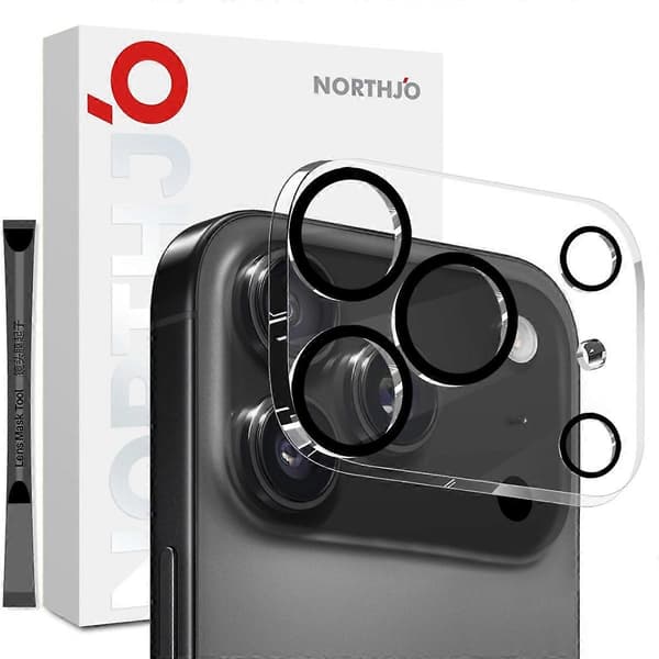 NORTHJO Camera Lens Protector for iPhone 17 Pro Max, Black Circles, Tempered Glass, HD Clear 3D Full