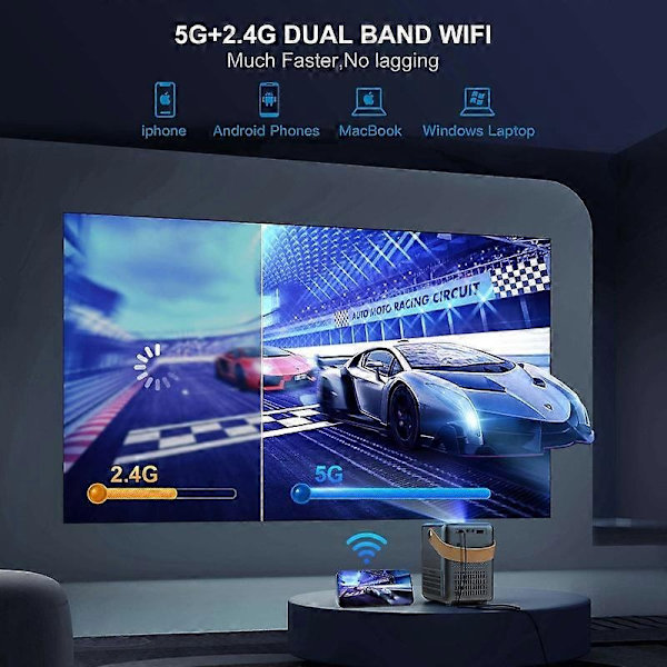 Mini Projector, 15000 Lumen WiFi Bluetooth Portable Projector 4K