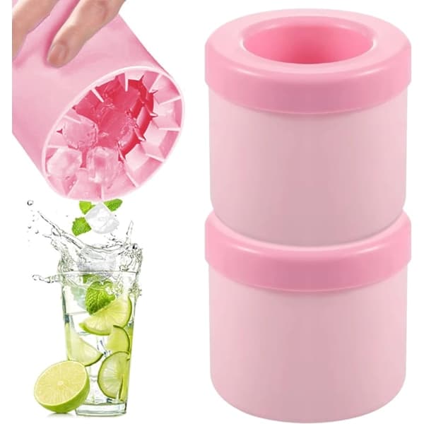 Isterningeform med lås 2 stk. Silikone isterningeform Isterningeform Isforme Isterningemaskine Isterningeforme Mini isterninger Silikone isterningeform Pink Pink Rosa