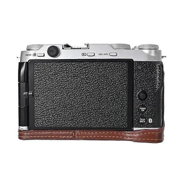 Etui til Fujifilm X-M5 med skulderrem, ægte læder, kamerabeskyttelse - Kaffe