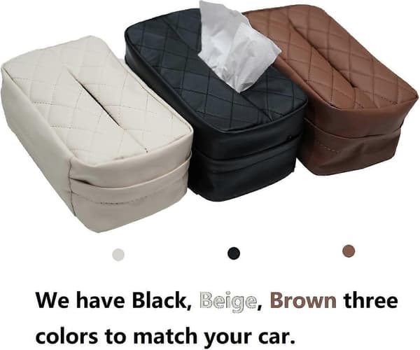 Hanging Tissue Boxes for Car Back Seat Headrest, Fits 120 Tissues per Box (Black)