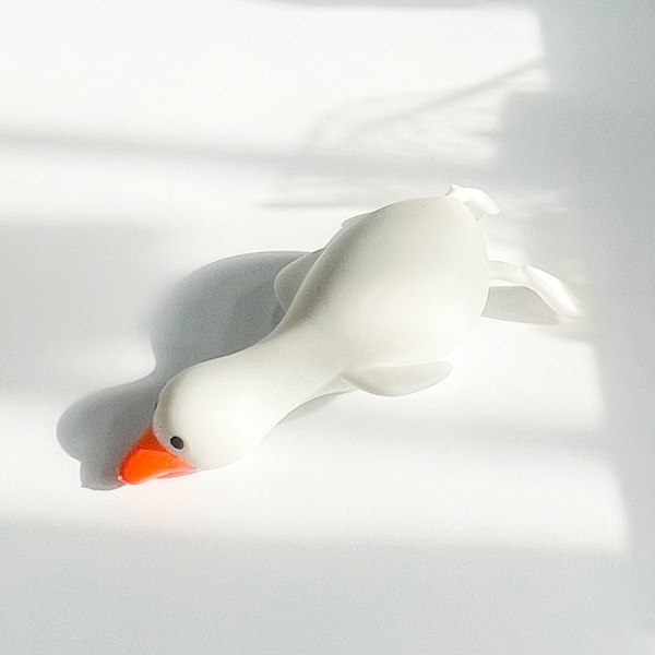 Klem Animal Toy Myk Vinyl Rebound Stress Gjenopplev Klem Trekk Dekompresjon Leketøy White Goose