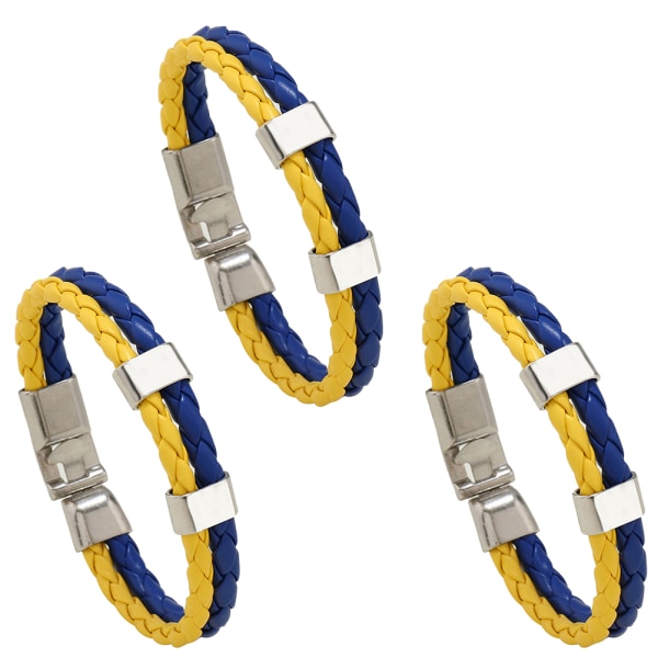 3 stk Ukraine flag armbånd Ukraine læder flet armbånd ukrainske souvenirs smykker