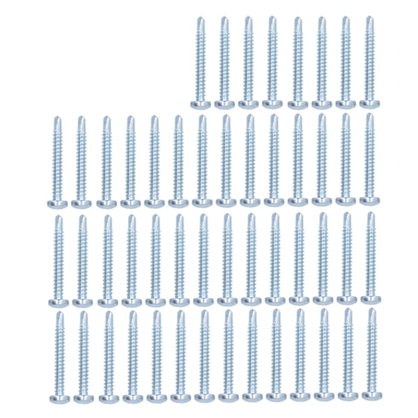 50 stk. selvborende skrue med krysshode, sinkbelagt karbonstål, festeanordning, 4,8 x 38 mm, rundt hode