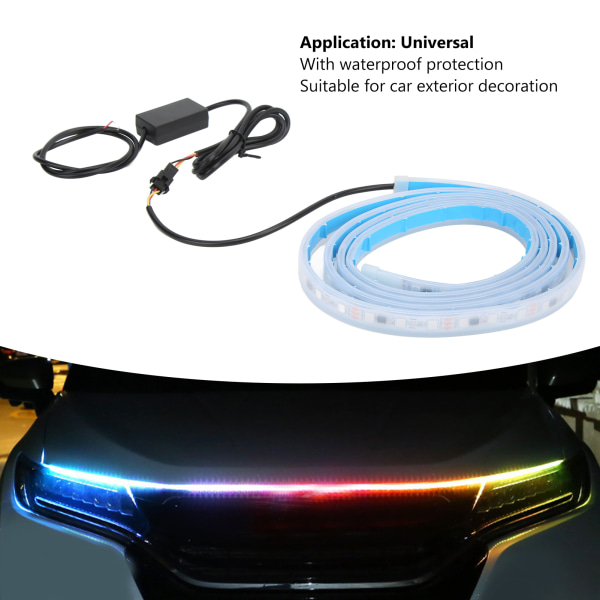 Fleksibel LED-lyslist for bil med fjernkontroll - RGB fargerik, 1,8 m - Universal 12V, 5W for frontpanser
