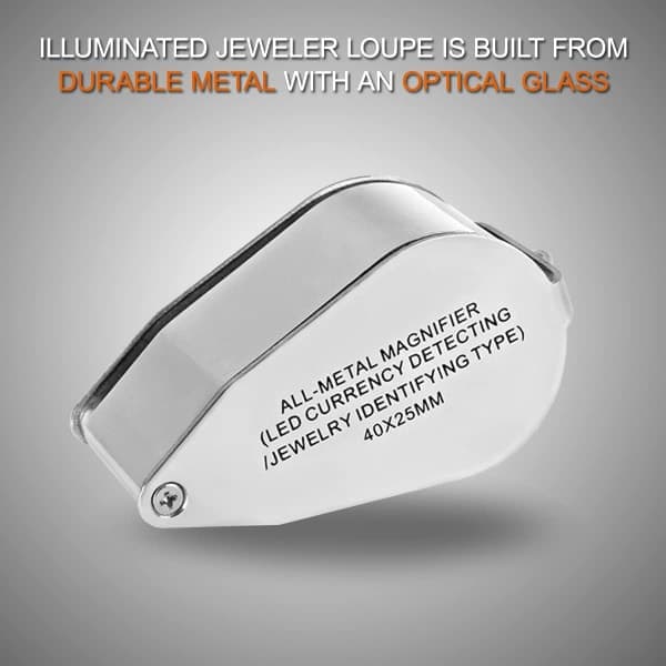 40x sammenfoldelig lup med LED-lys