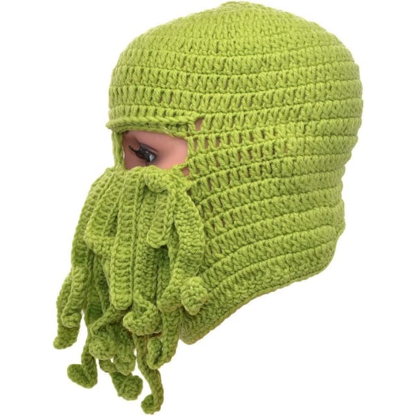 Unisex Stilig Octopus Knit Ski Hat Vindtett Ski Goggle Cap Hold ansiktet varmt grønt