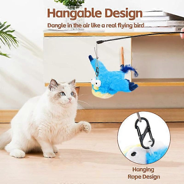 Interactive Cat Toys, Rechargeable Chirping Flapping Bird (Non-Flying)