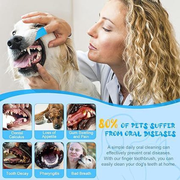 6 stykker hundetandbørste, 360º silikone kæletandbørste til rensning af tænder, tandpleje, fingerhundetandbørste til hvalpe, katte, små dyr