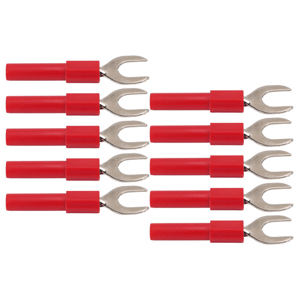 10 stk U Type Bananstik U Form 8mm Bananstik til multimeter elektronisk applikationRød