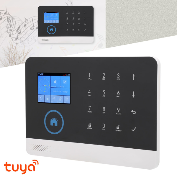 Tuya 2,4-tommer WIFI+GSM alarmsystem hjemmebrand- og tyverialarm intelligent overvågningsvært 100240V
