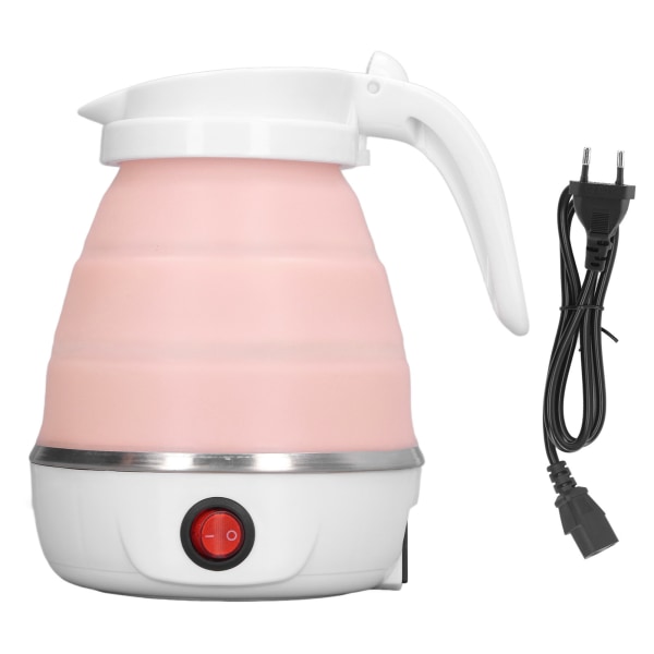 Folding Silicone Kettle 600W Efficient Food Grade Safe Foldable Electric Kettle for Travel Camping Outdoor EU Plug 220V Pink