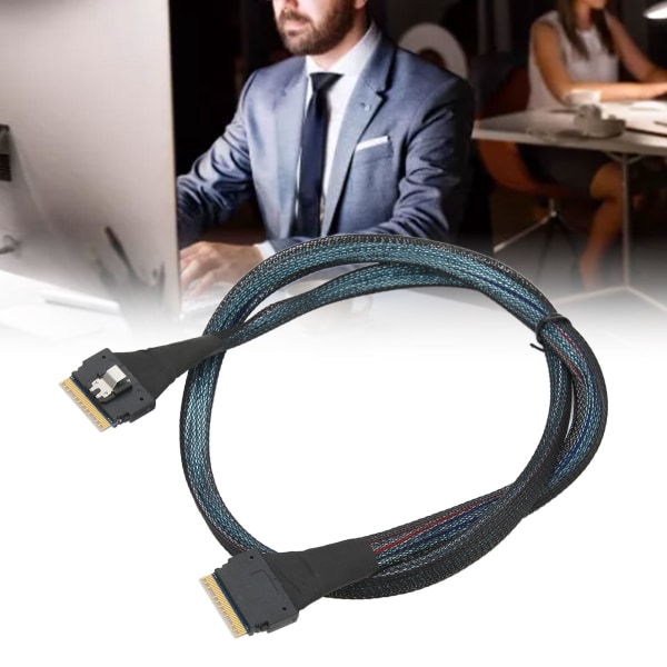 Slim SAS SFF‑8654 8i - SFF‑8654 8i 24Gbps SAS4.0 30AWG -sovitinkaapeli - 0,8 m
