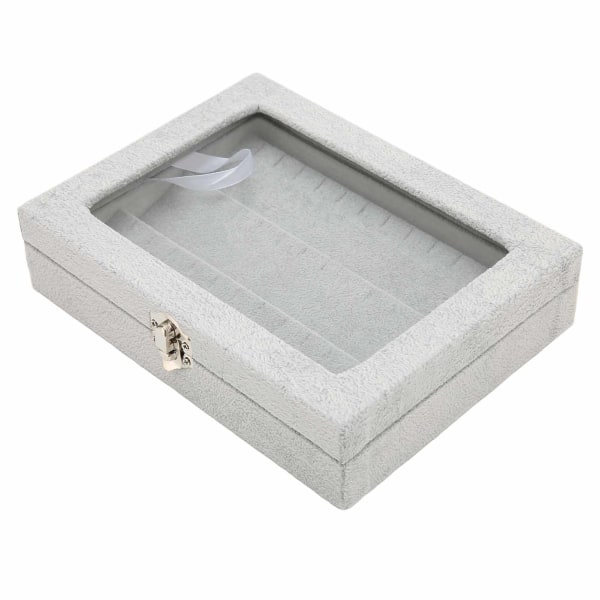 Pin case Säännöllisesti säilytettävä läpinäkyvä lasikansi pölytiivis mitali cover kodin koruliikkeeseen Harmaa Pieni