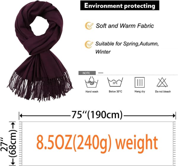 Dame Tørklæder Pashmina Sjaler og Wraps til Bryllupssjaler til Kvinder Vinter Dark Purple