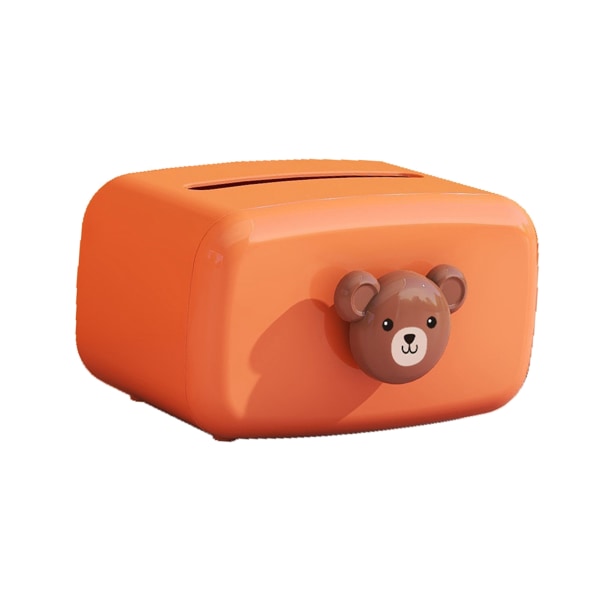 Servetthållare Cartoon Cute Bear Enkel Ljus Lyx Hushållsdekor Näsduksförvaringslåda Orange