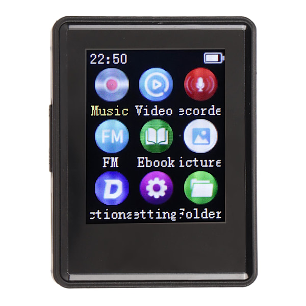 MP3-soitin Bluetooth 5.0 1,77 tuuman näytöllä HiFi FM-radiotallennus sähkökirja kuva kannettava MP3 MP4 -soitin 64 Gt:n muistikortilla