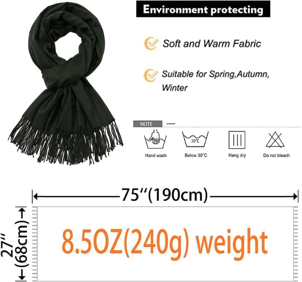 Skjerf, pashmina-sjal og omslag for kvinner, bryllupssjal for kvinner, vinter army green