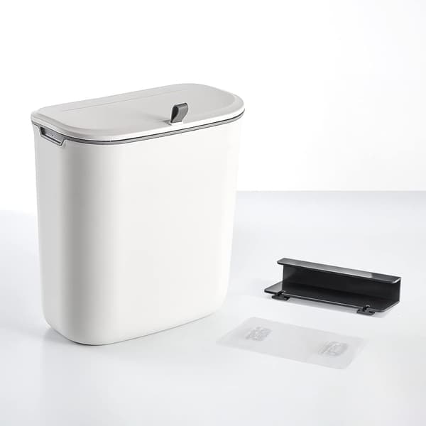 Kitchen Compost Bin, 9.5 Liter Hanging Trash Can with Lid, Plastic Trash Can for Compost Under Sink in Kitchen Cabinet