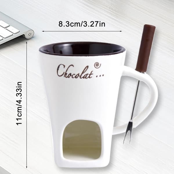 Chokoladefonduesæt med varmer og gafler - Smeltedigel til dessert -Mug-FX-