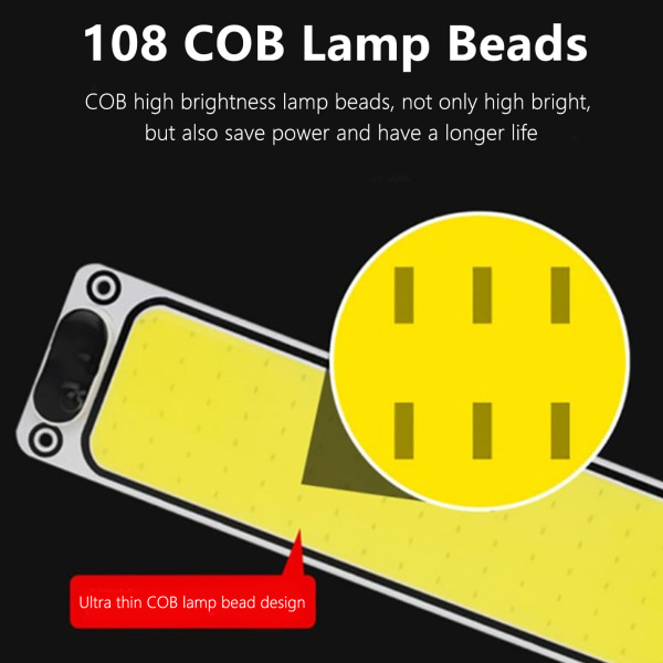 Bilinteriör LED-läslampa - 2-pack, 108 COBs, 32W, 600lm, 6000K, IP54, Switch, DC12‑24V