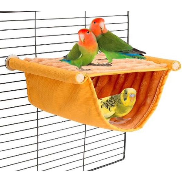 Et gult papegøyebur 8*15cm Avtagbar og vaskbar hengekøye Flerfarget vinduskarm hengende vugge