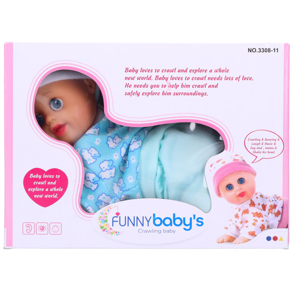 Naturtro sød babydukke Elektrisk smart grinende kravlende dukkesimulering børnelegetøj (Garon 10in S)