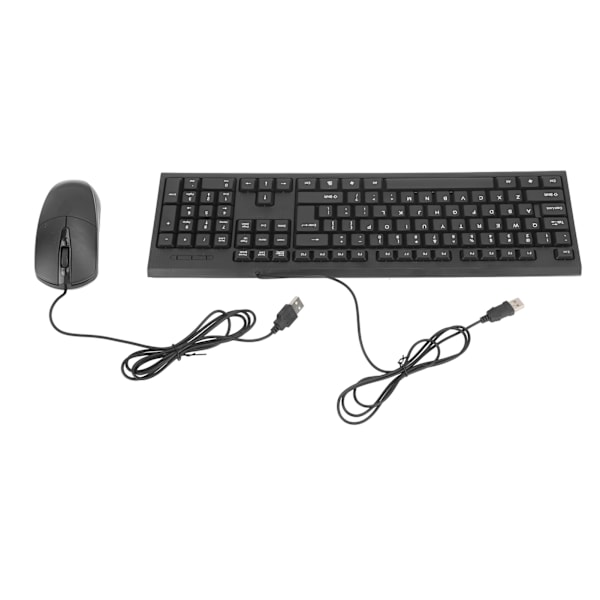 Tastatur og Mus Combo Svart Vanntett 104 Taster Anti Skli USB Kabeltilkobling Tastatur Mussett for Spill Kontor
