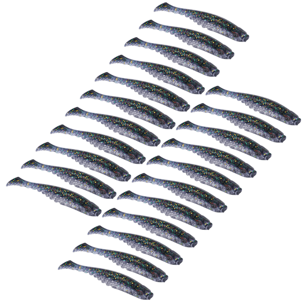 20 stk kunstig simulering silikone fiskeri lokke blød agn T hale blød orm tilbehør Glitter sort