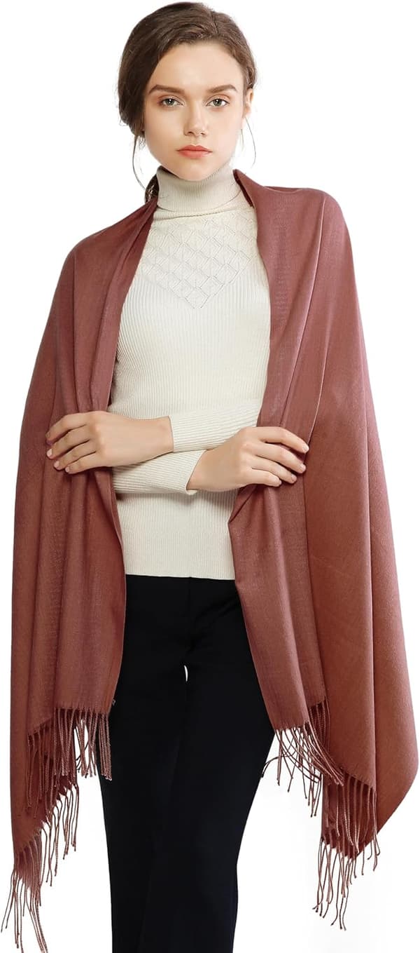 Dame Tørklæder Pashmina Sjaler og Slå-om til Bryllup Tørklæder til Kvinder Vinter Reddish Brown