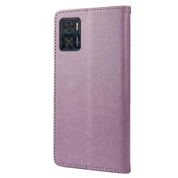Motorola Moto E22/E22i Sommerfugl Blomstermønster Flip PU Læder Telefoncover