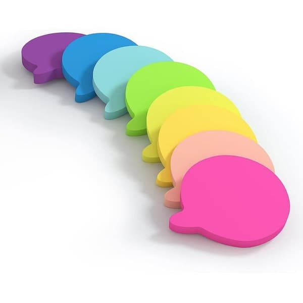 640 ark bobleformede sticky notes, 8 klare farver, 75x75 mm udstansede memoblokke