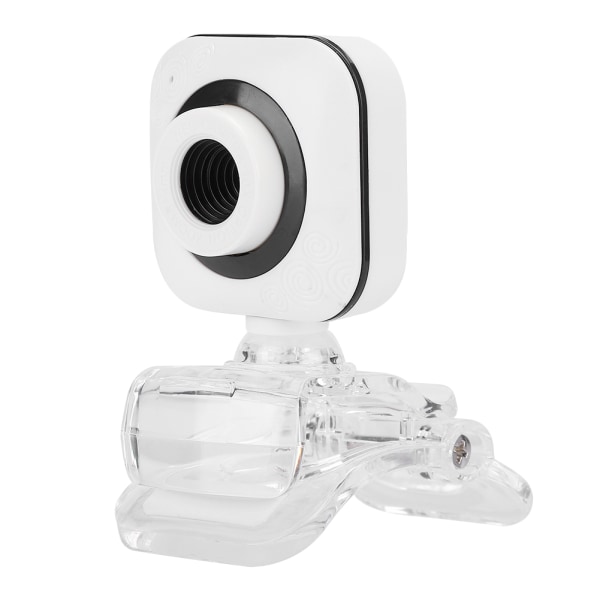 Indbygget mikrofon Computerkamera Webcam PC-tilbehør 480P Hvid med gennemsigtig klip