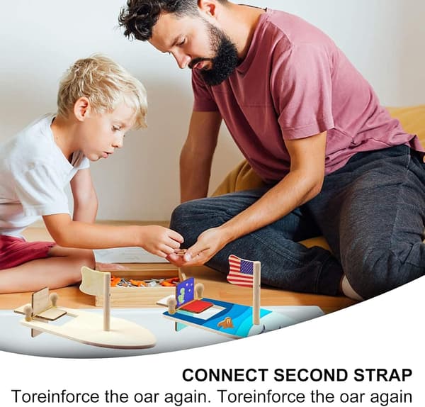 DIY Treseilbåt, 8-delt Trebåt Leketøy Maling DIY