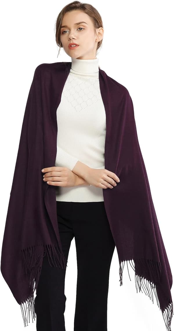 Dame Tørklæder Pashmina Sjaler og Wraps til Bryllupssjaler til Kvinder Vinter Dark Purple