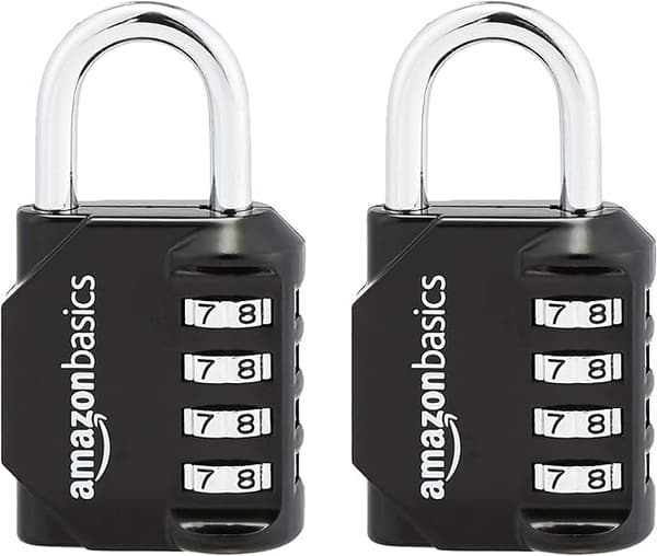 Basics 4-siffrigt kombinationslås, svart, 2-pack