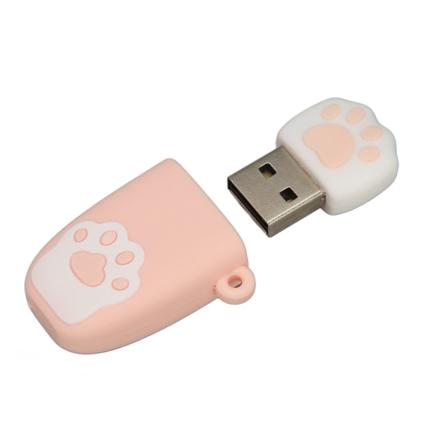 U Disk USB2.0 Hot Swap Cat Paw Shape Tegneseriestil Bærbar vibrasjonsbestandig Flash Drive for Win for OS X Pink 64G