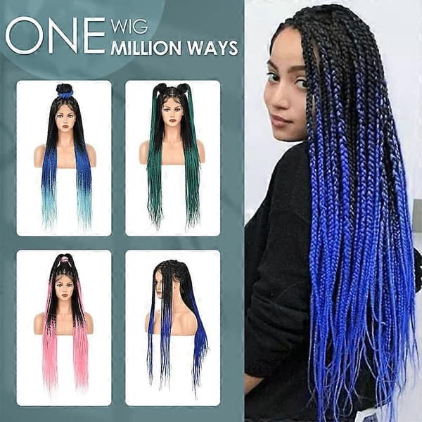 Box Braid -peruukki naisille, solmuton punottu peruukki, pitsietuosan peruukki