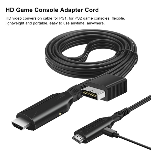 PS1-HD-multimedialiitäntäkaapeli - Plug and Play -pelikonsolin videomuunninjohto PS2:lle